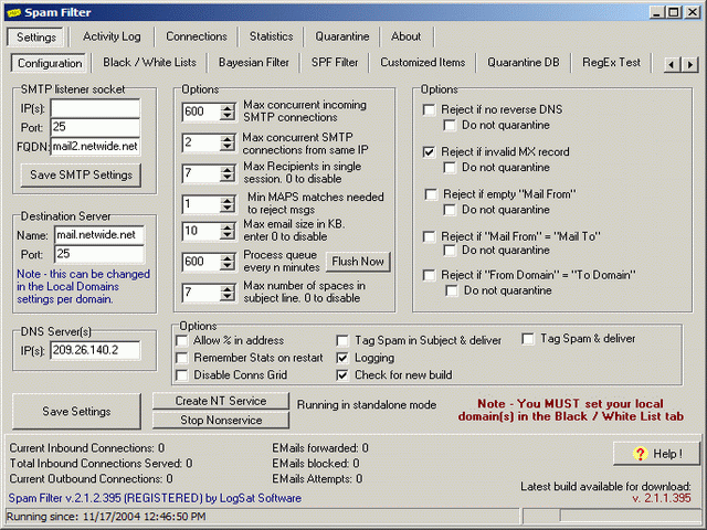 Spam Filter for ISP Screen shot